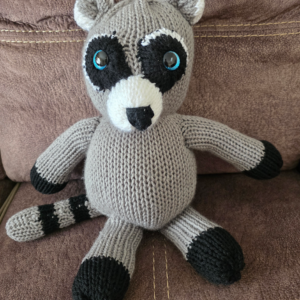 Hand-Knit Raccoon Plush Toy - Adorable Trash Panda Woodland Friend Doll